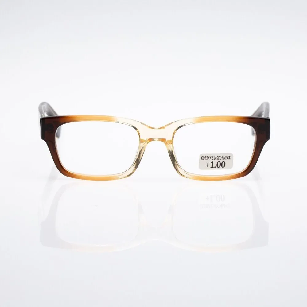 Corinne McCormack Women Sydney Square Ombre Brown +1.00 Reading Glasses (pre-own - Picture 1 of 7